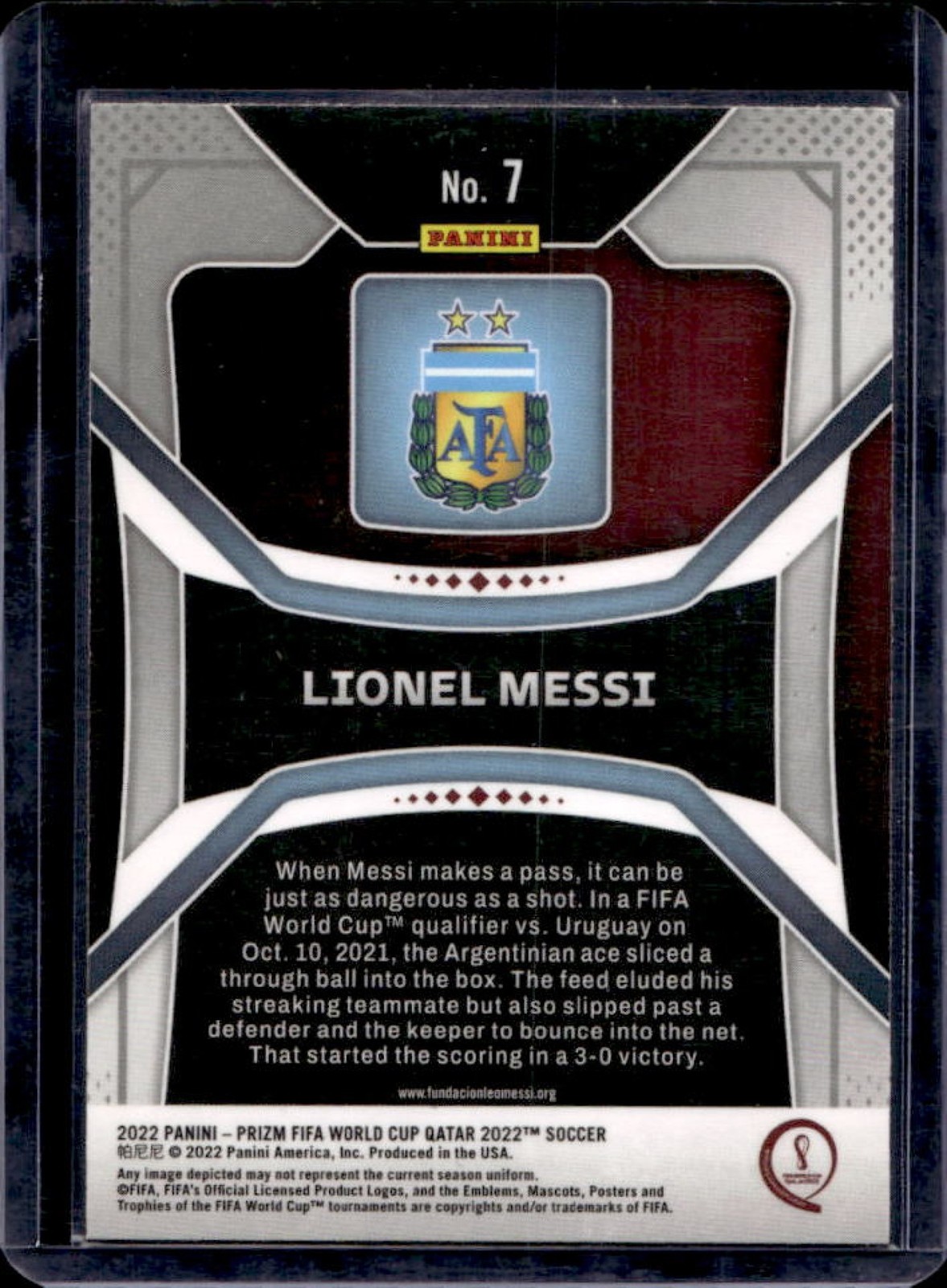 2022-23 Panini Prizm World Cup Lionel Messi #7 Argentina view 2