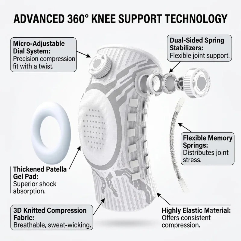 Smart knob-type sports knee brace for joint pain meniscus tear running sports