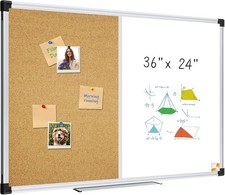 Magnetic White Board  Bulletin Corkboard Combination 36 x 24 Inch Half Dry