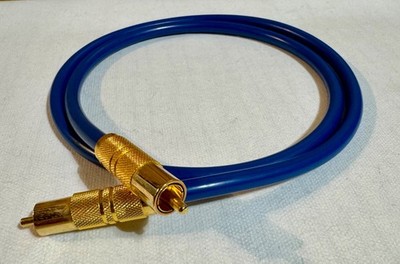 High-End Cinch Kabel RCA Audio 1m vergoldete Stecker blau HiFi - hochwertig