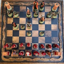 Chess Set Handmade Camelot – King Arthur Vintage Walnut Board - Christmas Gift🎁