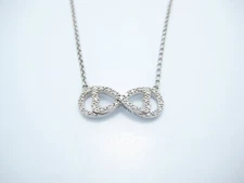 Sterling Silver WTJ Clear CZ Infinity Pendant Chain Link Necklace 19.5"