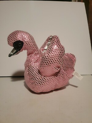 8  Shiny Pink Swan Plush Stuffed Animal Kids Toy Display Bling Shinny Fun  