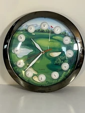 Wall Clock Golfer Golfing Par Course Golf Ball Numbers Shontek 11" New