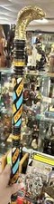 Unique Handcrafted Egyptian Ebony Wood Walking Cane Stick With Cobra Head Made