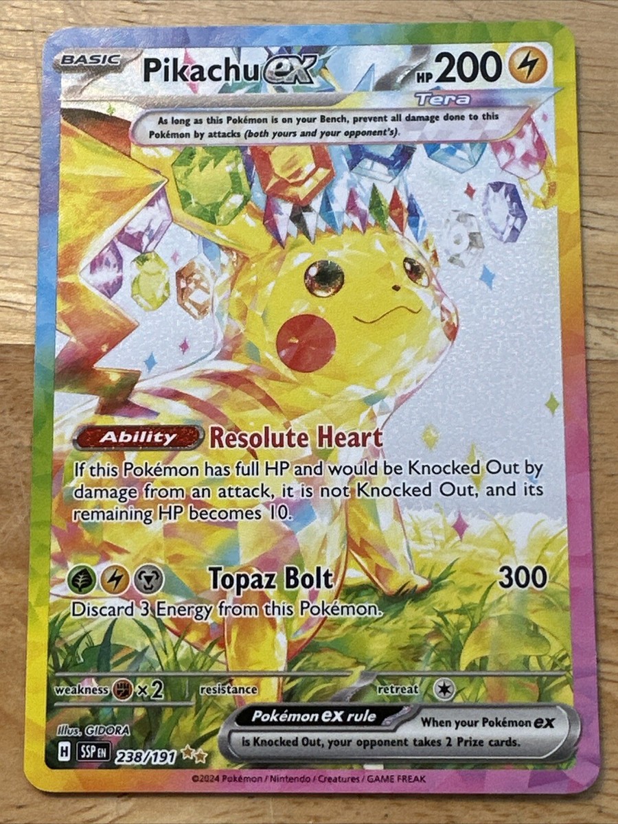 Retired Pokémon Cards Lot 引退品 皮卡丘 火恐龙 Pikachu ex 238/191 Sv08: Surging Sparks Holo for sale online