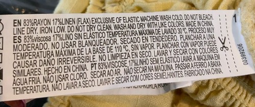 Forever 21 Damen Oberteil klein gelb Leinenmischung Puffärmel Babydoll Bauer - Bild 12 von 12