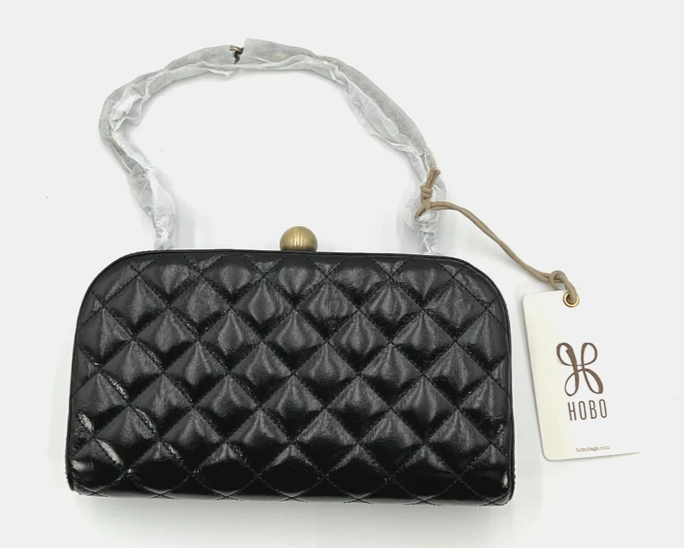 HOBO Lauren Minaudiere с заклепками черный полированный кожаный клатч новый с Ярлыками - Изображение 2 из 4