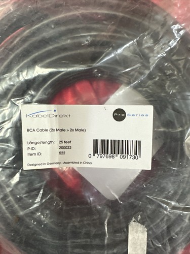 KabelDirekt – RCA Stereo Cable ,25 feet Long 2x Males Yo 2x Males NEW - Picture 3 of 3