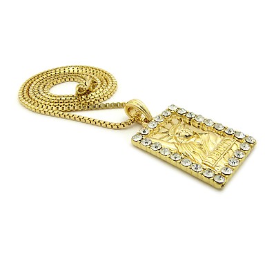 Statue of Liberty Stone Bordered Frame Pendant 2mm 24