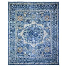 11'9"x14'4" Steel Blue Finer Peshawar Pure Wool Hand Knotted Oriental Rug G73954