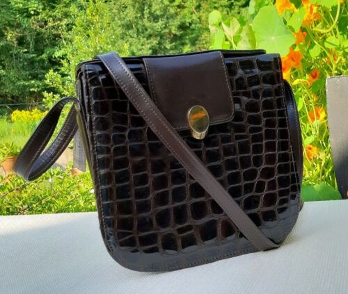 Vintage Kroko Prägung Schultertasche Handtasche Tasche der 60-70 Jahre