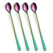 Long Handle Iced Tea Spoons Coffee Stirrers 9-Inch Coffee Spoons Rainbow Stai