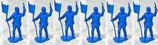 6 DAMAGED Marx Recast Civil War Union Flag Bearers - 54mm mid blue color - 1990s