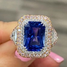 3.5ct Lab Created Sapphire Double Halo Classic Women's Cocktail Ring 925 Silver