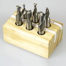 6 PC HSS 2 FLUTE END MILL SET 1/8"-1/2" 3/8 SHANK MILLS W/ 3/16", 5/16",1/4" 2FL