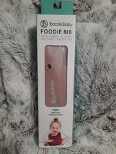 Bazzle Baby Foodie Bib Easy Storage Travel Rose Snap Button Food Grade Silicone 