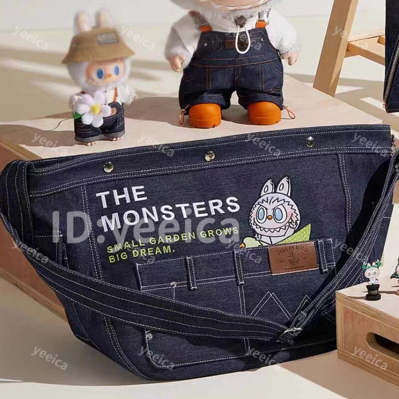 POP MART LABUBU THE MONSTERS FALL IN WILD Series-Denim Messenger Bag Authentic