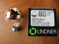 Lindner Globe G80 Kuppenverspiegelt Kuppe Gold Kopfspiegel E27 60W Dimmbar 2000H