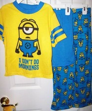 Despicable Me Minions Flame Resistant 3 Piece Pajama PJ Set Boys Size 6 NWT