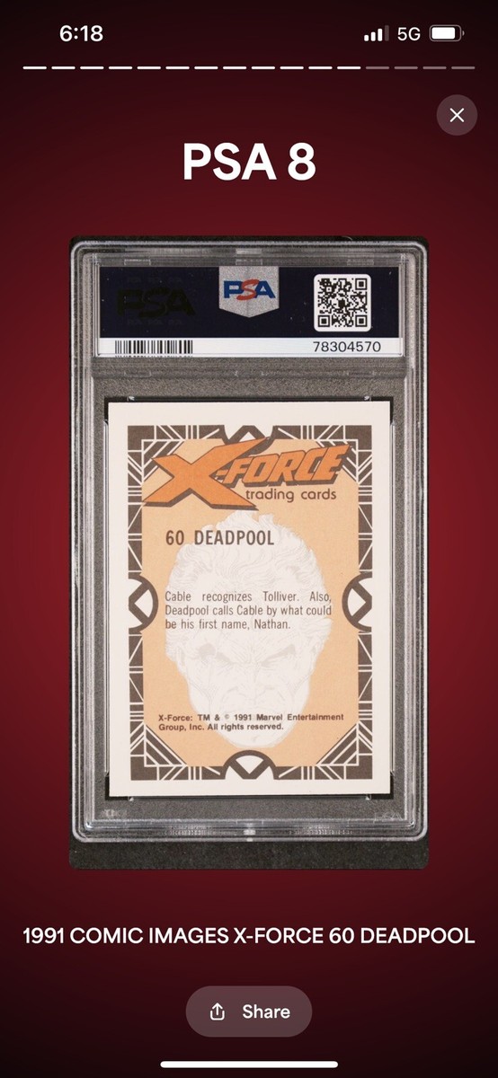 1991 Comic Images #60 Deadpool X-Force PSA 8 First Trading Card | eBay