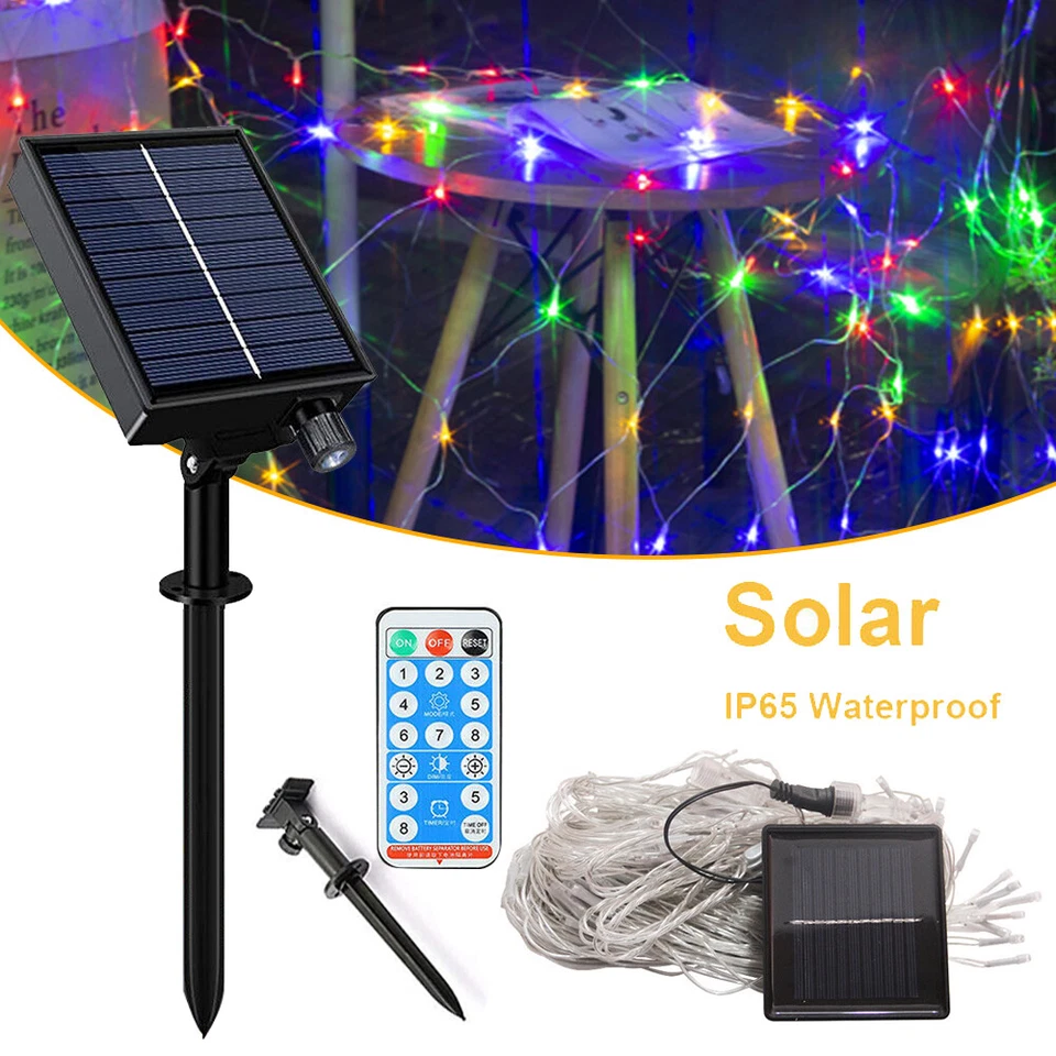 96/192LED Christmas Net Mesh Outdoor LED Fairy Light Solar Powered String Lights - Image 3 of 4