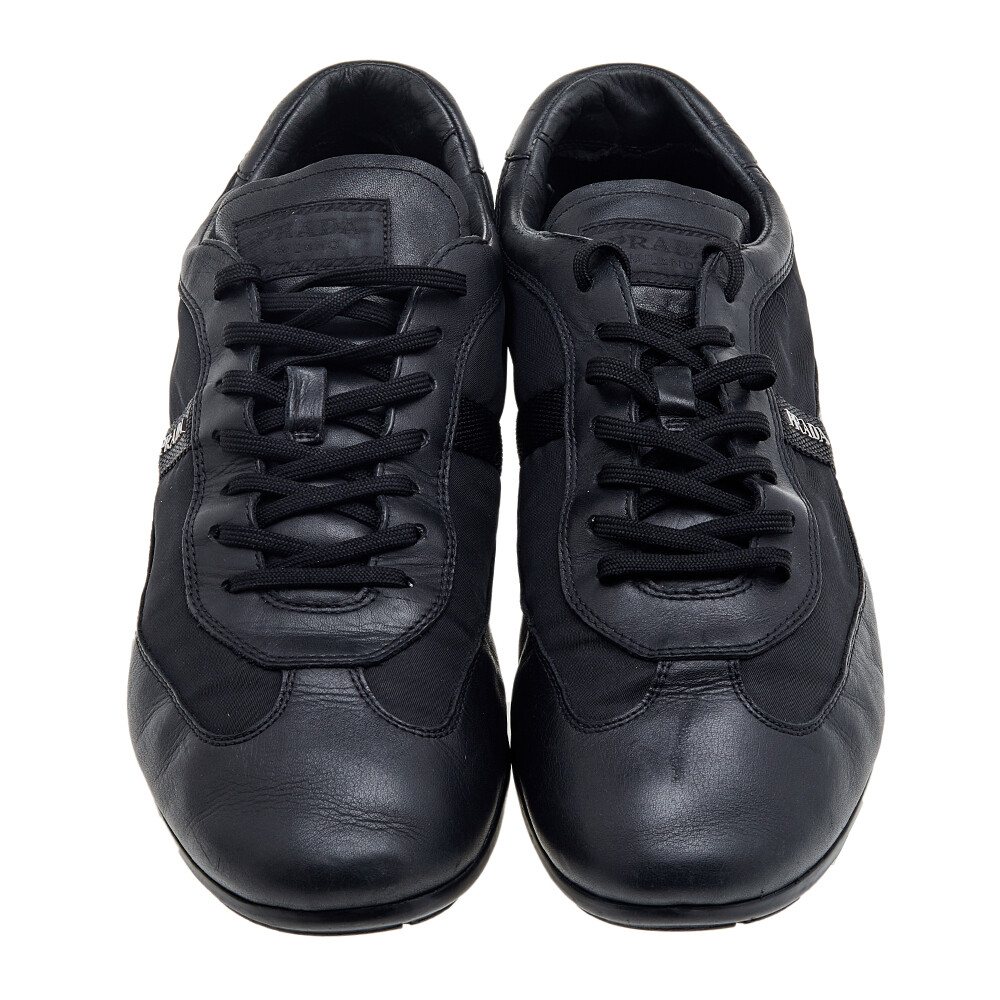 Prada Sport Black Leather And Nylon Low Top Sneakers Size 44 Prada Sport Black Leather And Nylon Low Top Sneakers Size 44