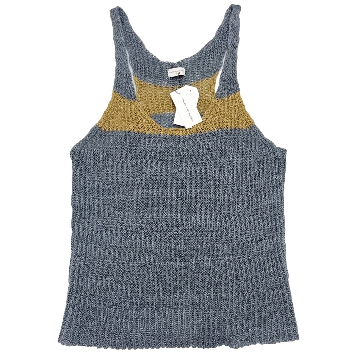 Dries Van Noten Rib Open Knit Tank Top M/L Chunky Linen Dries Van Noten Rib Open Knit Tank Top M/L Chunky Linen