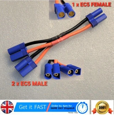 XT60 Y HARNESS SPILLTER EC5 Connector Parallel Y Harness Splitter Cable Lead Series 2 LIPO Battery RC