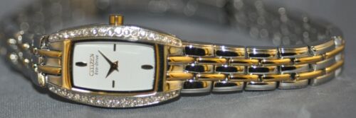 Citizen Ladies Silhouette White Dial Crystal Two Tone Steel Watch EG2744-52A