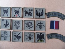 RAF Regiment. Squadron MTP Green, TRF ID Patches & Shoulder Titles, new.