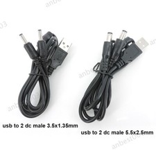USB A 2.0 Male to 2 way DC male 3.5x1.35mm 5.5x2.5mm splitter splitter Cable