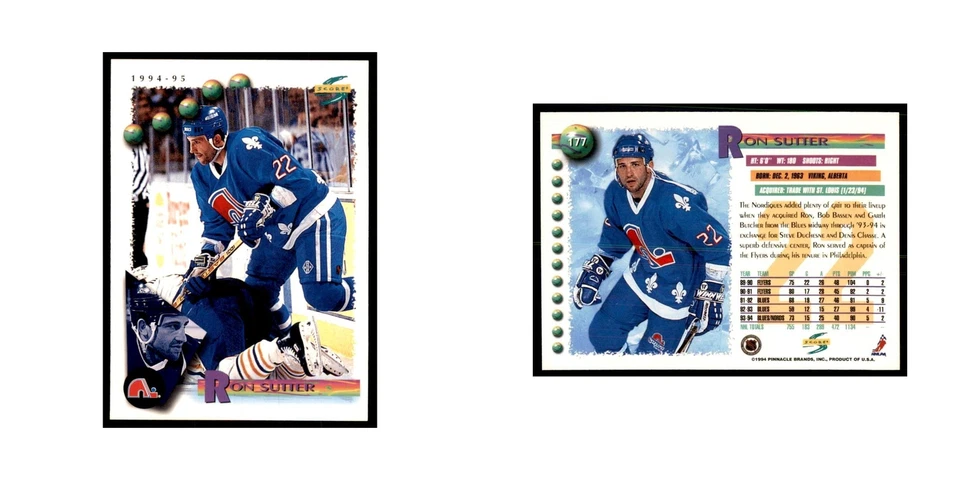 Ron Sutter 1994 Score #177 Hockey Cards Hockey Card NM - Image 3 of 3