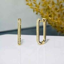 2 Ct Round Cut Lab-Created Diamond Huggie Hoop Earrings 14K Yellow Gold Plated