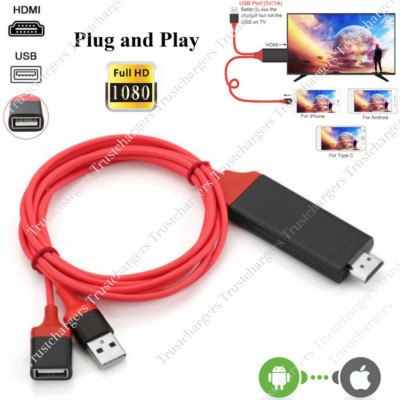 1080P HDMI Cable Universal Phone to TV HDTV AV Adapter For iPhone Android Type C