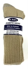 Dr. Bob's Diabetic Socks, Non-Binding Top, Khaki, 9-11, 3 pairs