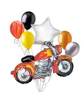 7 Piece Motorcycle Balloon Bouquet Set Harley Snarley Birthday