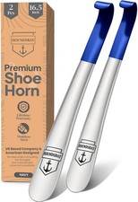 Metal Shoe Horn Long Handle for Seniors, Shoehorn 16.5" Navy 2 Pack