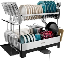2 Tier Dish Drying Rack, Extra Large Dish Rack, Multifunctional Large Dish 