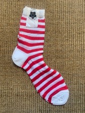 Original 60er Vintage Mary Quant Strumpfwaren gestreift rot wei&szlig; Baumwolle S&ouml;ckchen