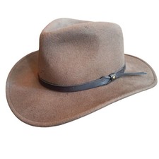 Small DPC- Dorfman Pacific Co. Authentic 100 Wool Felt Outback Fedora - Brown