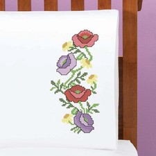 Herrschners  Harmony Pillowcase Pair Stamped Cross-Stitch