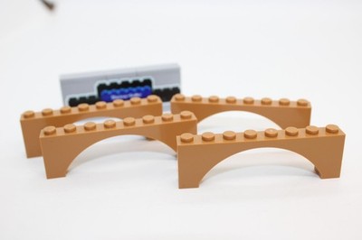 Lego (c) 4x Bogenstein 1x8x2 - medium nougat - 16577 - brick arch brown - 