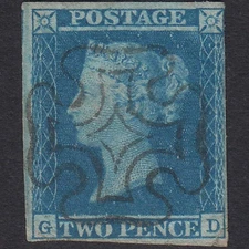 O11_30 GB QV 1841 2d BLUE PL 3 SG14-E1(2) GD GU NR 4M FULL EDINBURGH TYPE II MX