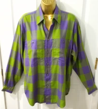 Liz Wear Sz S  Multicolor Plaid Long Sleeve Button Up Front Bright COLORS Shirt