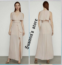 NWT BCBG MAXAZRIA SIZE 2 Ruffle Cascade Drape Overlay Front Slit Maxi Gown Dress