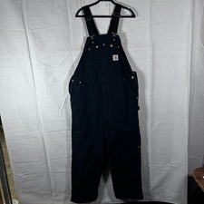 Carhartt Mens Quilt Lined Duck Bib Overalls Black R02 BLK Workwear 40x30