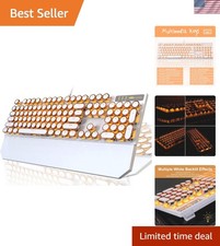 Full-Size 104 Keys Vintage Mechanical Keyboard - Gold Backlit & Tactile Feedback