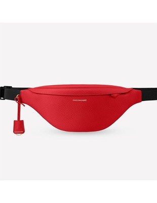 MAISON de SABRÉ Red Pebbled Leather Sling Bag Crossbody Fanny Pack Travel Purse 