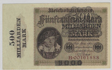 GERMANY/EMPIRE 500 BILLION MARK 1923 R.121a XF/AU